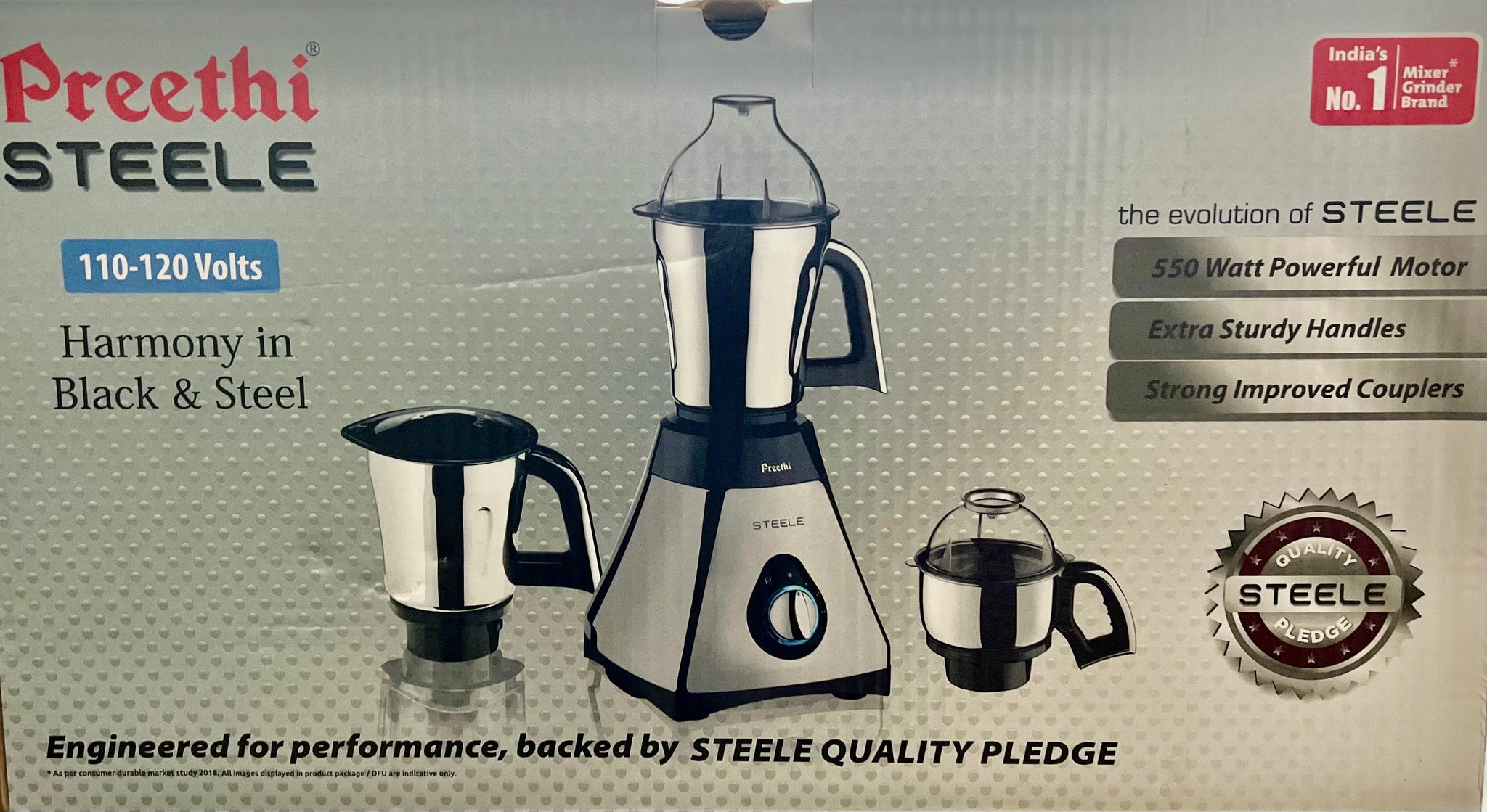 Preethi Steele Mixer Grinder - 3 Jar – AVMMart